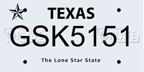 GSK5151 Texas License Plate