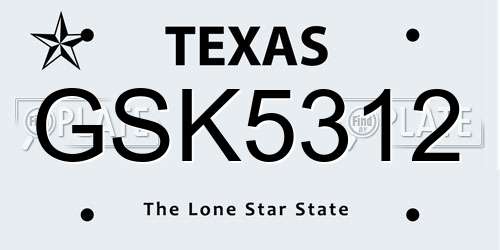 GSK5312 Texas License Plate