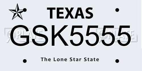 GSK5555 Texas License Plate
