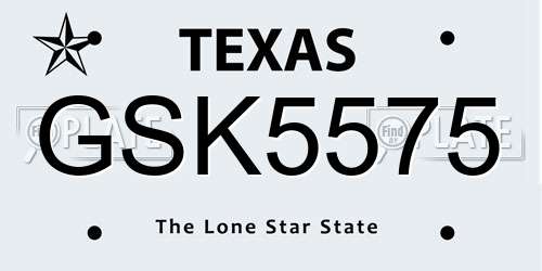 GSK5575 Texas License Plate