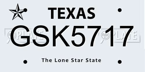 GSK5717 Texas License Plate