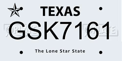 GSK7161 Texas License Plate