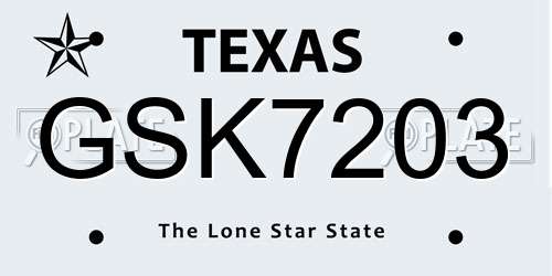 GSK7203 Texas License Plate
