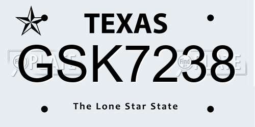 GSK7238 Texas License Plate