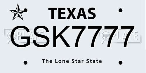GSK7777 Texas License Plate
