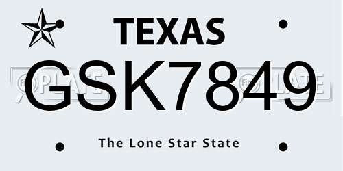 GSK7849 Texas License Plate