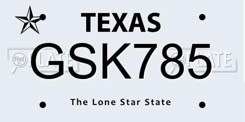 GSK785 Texas License Plate