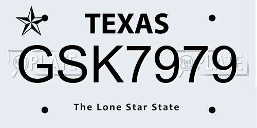 GSK7979 Texas License Plate