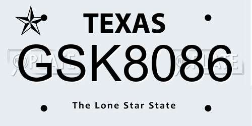 GSK8086 Texas License Plate
