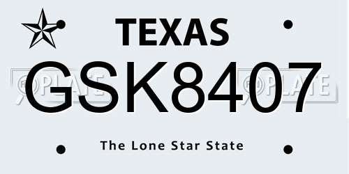 GSK8407 Texas License Plate
