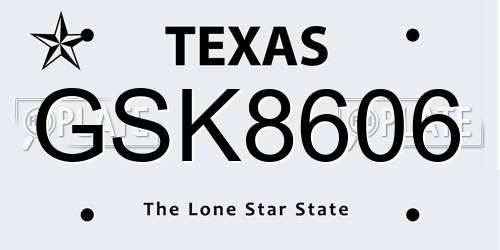 GSK8606 Texas License Plate