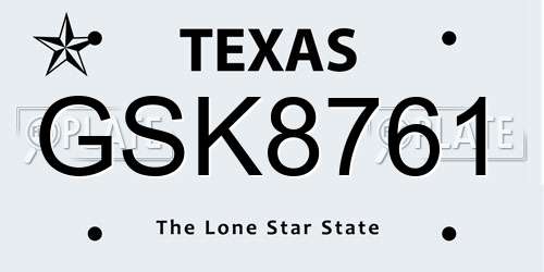 GSK8761 Texas License Plate