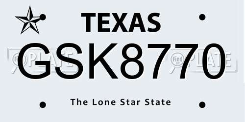 GSK8770 Texas License Plate