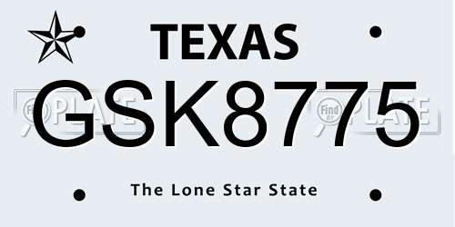 GSK8775 Texas License Plate