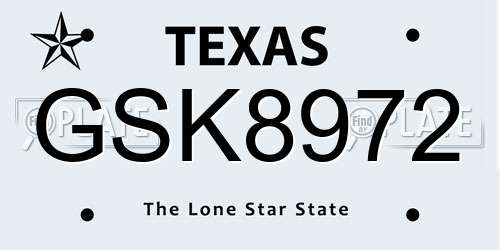 GSK8972 Texas License Plate