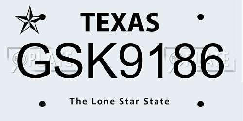 GSK9186 Texas License Plate