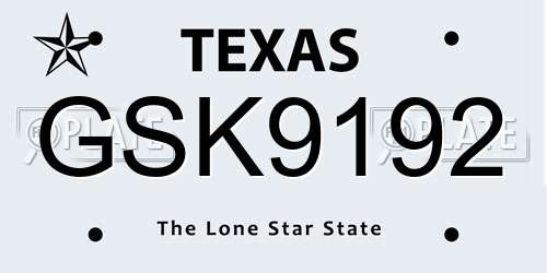 GSK9192 Texas License Plate