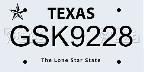 GSK9228 Texas License Plate