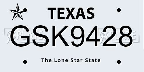 GSK9428 Texas License Plate