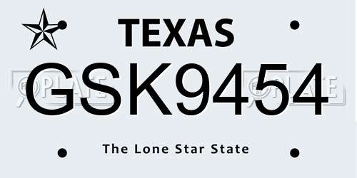 GSK9454 Texas License Plate