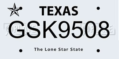 GSK9508 Texas License Plate