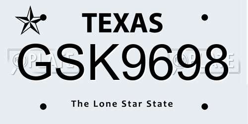 GSK9698 Texas License Plate