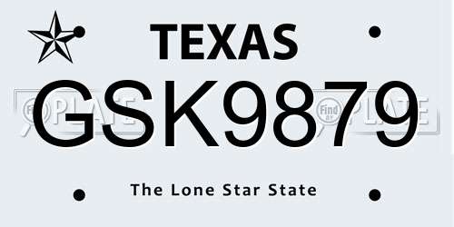 GSK9879 Texas License Plate