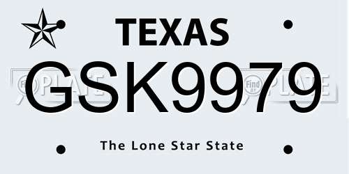 GSK9979 Texas License Plate