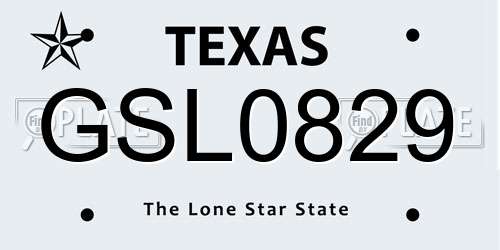 GSL0829 Texas License Plate