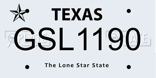 GSL1190 Texas License Plate