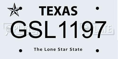 GSL1197 Texas License Plate