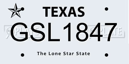 GSL1847 Texas License Plate