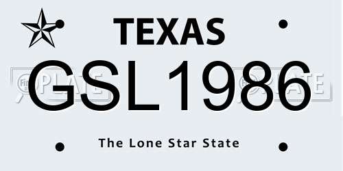 GSL1986 Texas License Plate