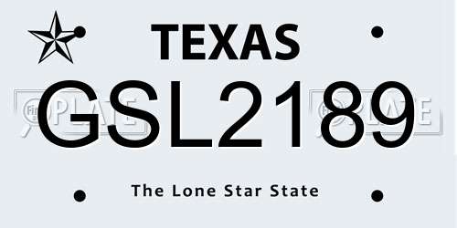 GSL2189 Texas License Plate