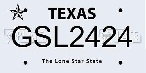 GSL2424 Texas License Plate
