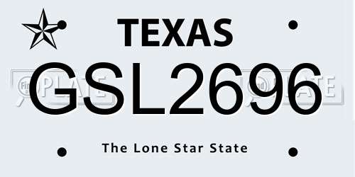 GSL2696 Texas License Plate