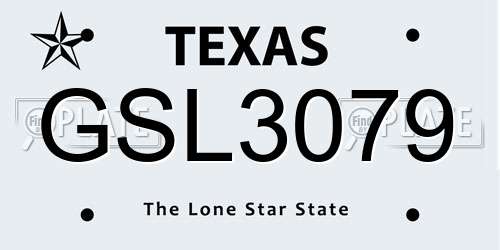 GSL3079 Texas License Plate
