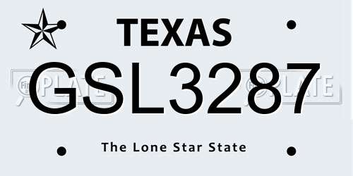 GSL3287 Texas License Plate