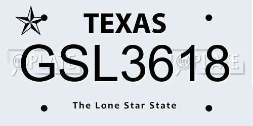 GSL3618 Texas License Plate