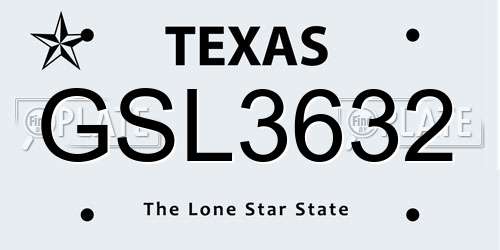 GSL3632 Texas License Plate