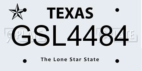 GSL4484 Texas License Plate