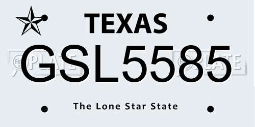 GSL5585 Texas License Plate