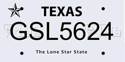 GSL5624 Texas License Plate