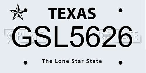 GSL5626 Texas License Plate