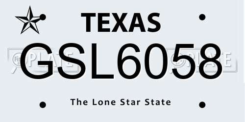 GSL6058 Texas License Plate
