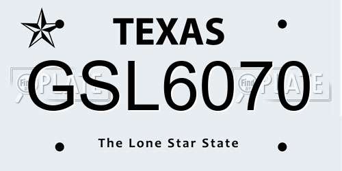 GSL6070 Texas License Plate
