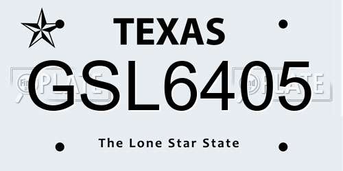 GSL6405 Texas License Plate
