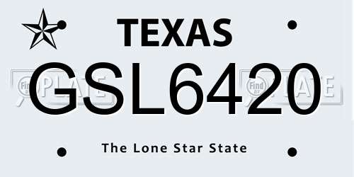 GSL6420 Texas License Plate