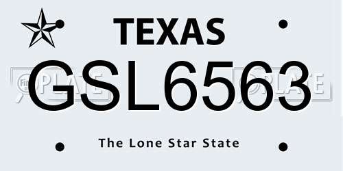 GSL6563 Texas License Plate