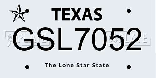 GSL7052 Texas License Plate
